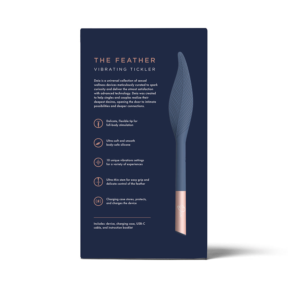 Deia Vibrating Feather Tickler – Silicone – Blue