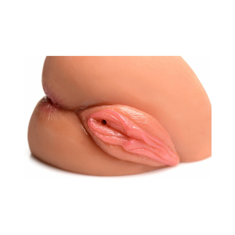 Curve Toys Mistress Juicy Mia Dual Entry Sidesaddle Masturbator - Medium, Tan