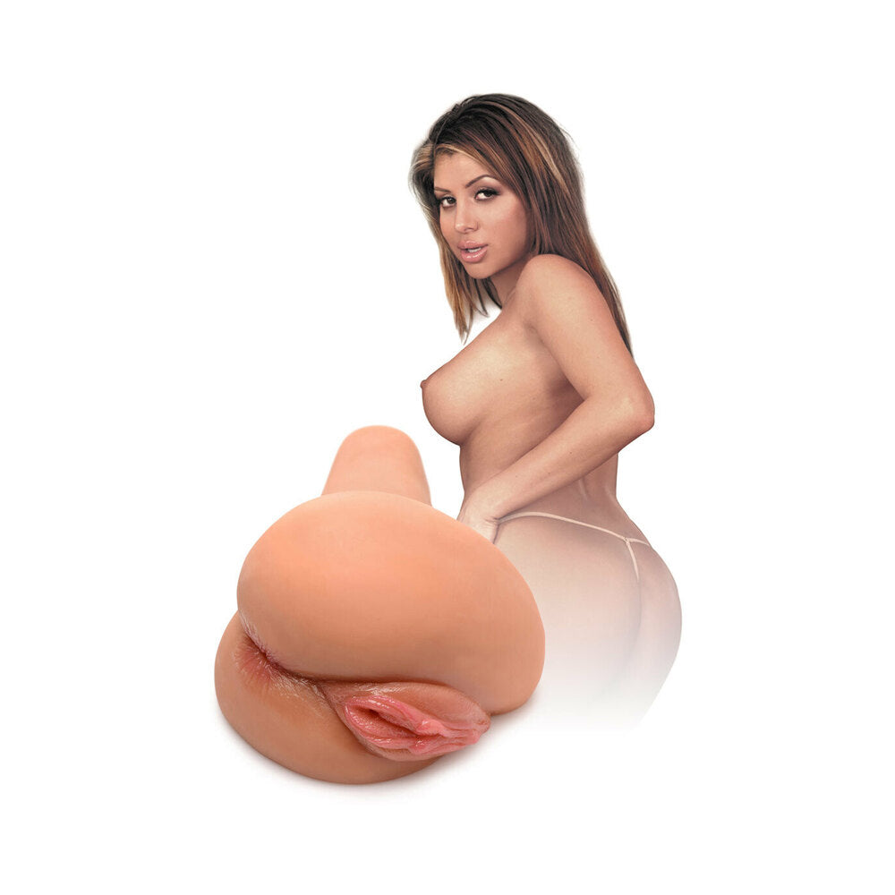 Curve Toys Mistress Juicy Mia Dual Entry Sidesaddle Masturbator - Medium, Tan