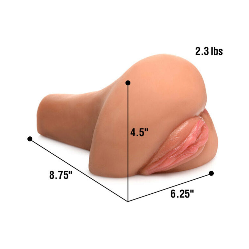 Curve Toys Mistress Juicy Mia Dual Entry Sidesaddle Masturbator - Medium, Tan