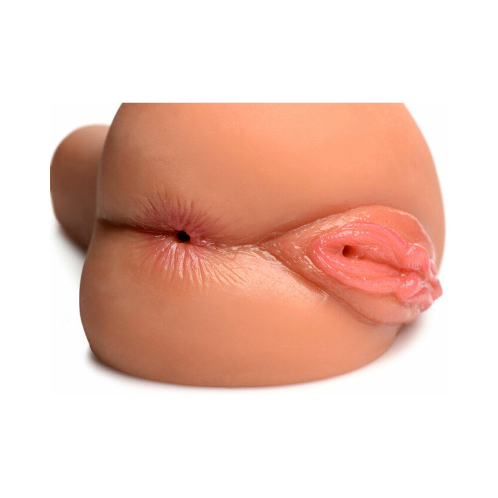 Curve Toys Mistress Juicy Mia Dual Entry Sidesaddle Masturbator - Medium, Tan