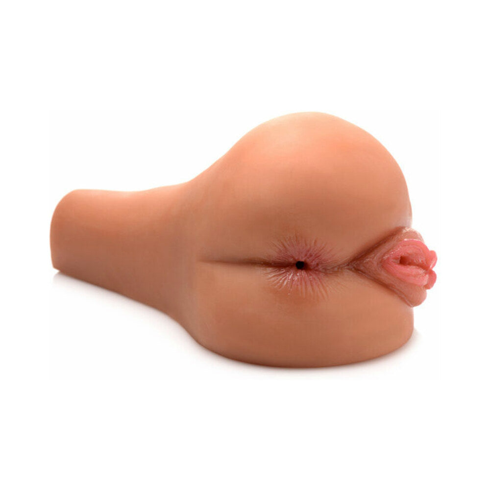 Curve Toys Mistress Juicy Mia Dual Entry Sidesaddle Masturbator - Medium, Tan