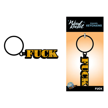 Wood Rocket Fuck Enamel Keychain – Gold