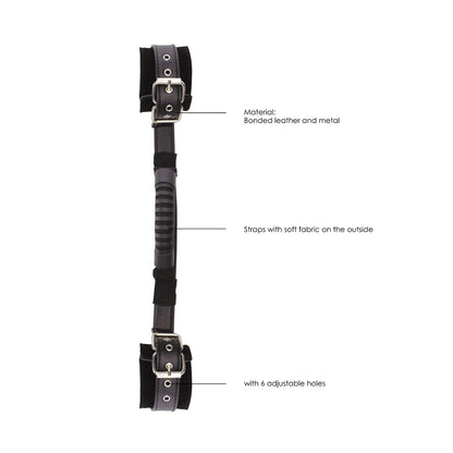 Ouch! Adjustable Bonded Leather Wrist Cuffs with Handle – Black