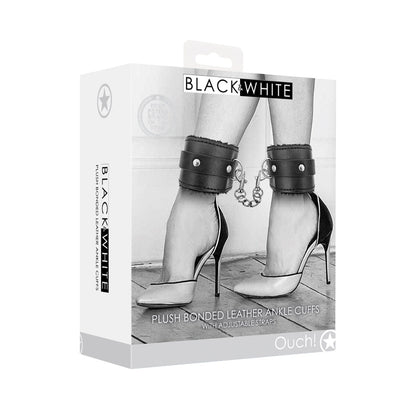Ouch! Plush Bonded Leather Adjustable Ankle Cuffs – Black