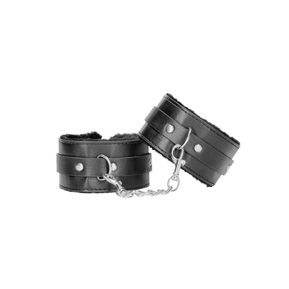 Ouch! Plush Bonded Leather Adjustable Ankle Cuffs – Black