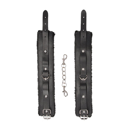 Ouch! Plush Bonded Leather Adjustable Ankle Cuffs – Black