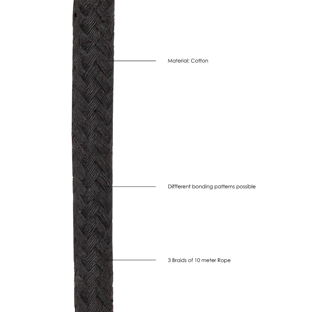 OUCH! Japanese Rope 10m - Black Silk Rope for Rope Play