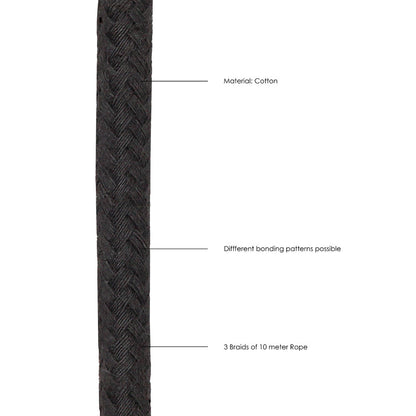 OUCH! Japanese Rope 10m - Black Silk Rope for Rope Play
