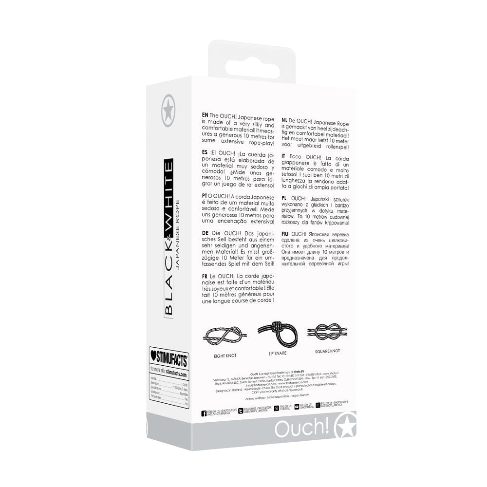 OUCH! Japanese Rope 10m - Black Silk Rope for Rope Play