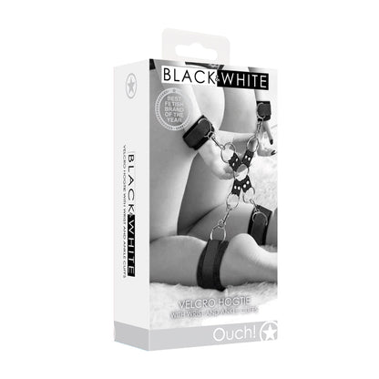 Ouch! Black & White Velcro Hogtie with Hand & Ankle Cuffs – Black