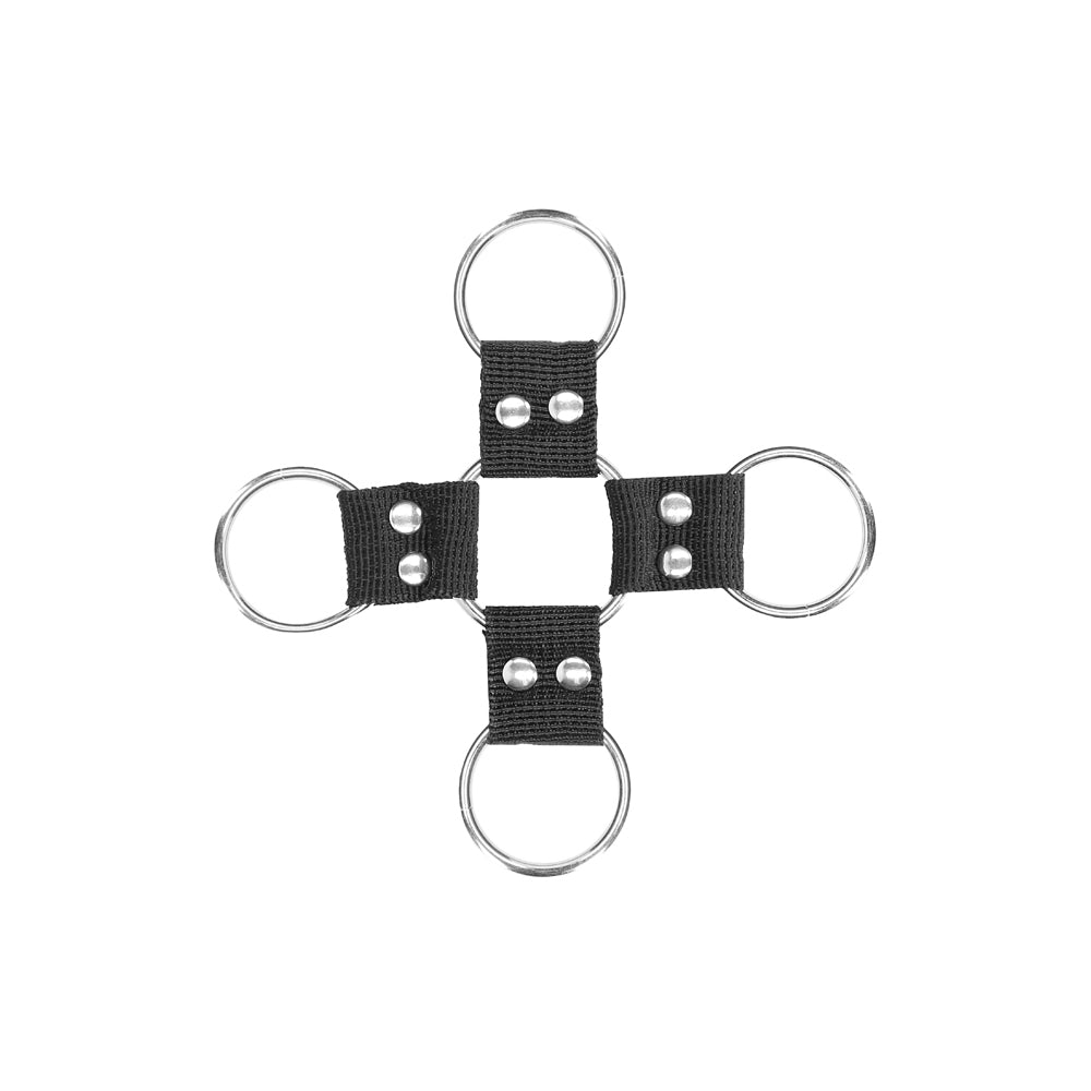 Ouch! Black & White Velcro Hogtie with Hand & Ankle Cuffs – Black