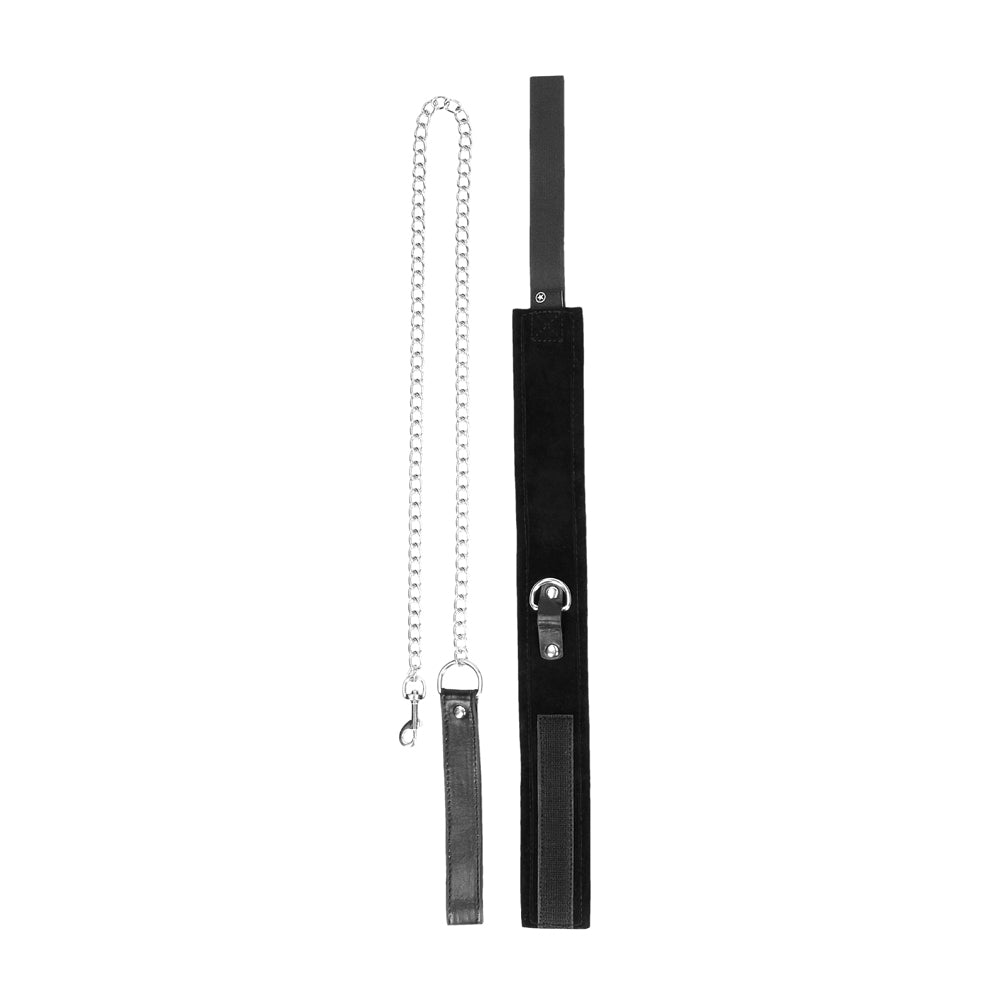 Ouch! Black & White Adjustable Velcro Collar with Leash and Wrist Cuffs - Black