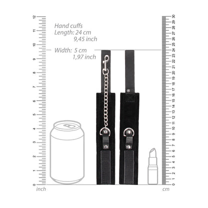 Ouch! Black & White Adjustable Velcro Collar with Leash and Wrist Cuffs - Black