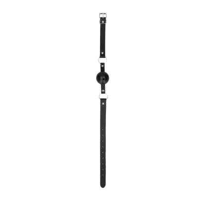 Ouch! Black & White Breathable Ball Gag with Bonded Leather Straps – Black