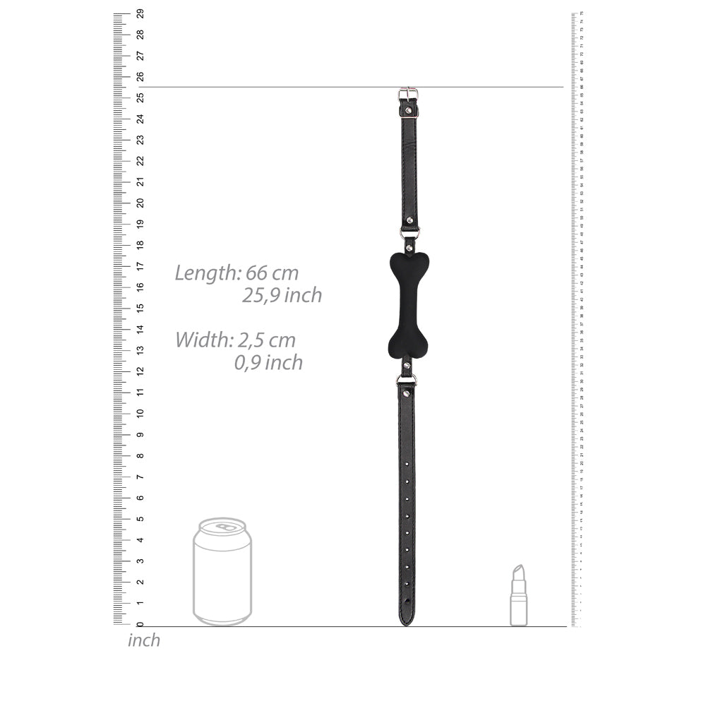Ouch! Black & White Silicone Bone Gag with Adjustable Bonded Leather Straps