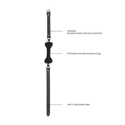 Ouch! Black & White Silicone Bone Gag with Adjustable Bonded Leather Straps
