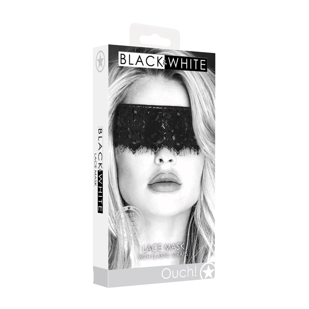 Ouch! Black & White Lace Eye Mask with Elastic Straps