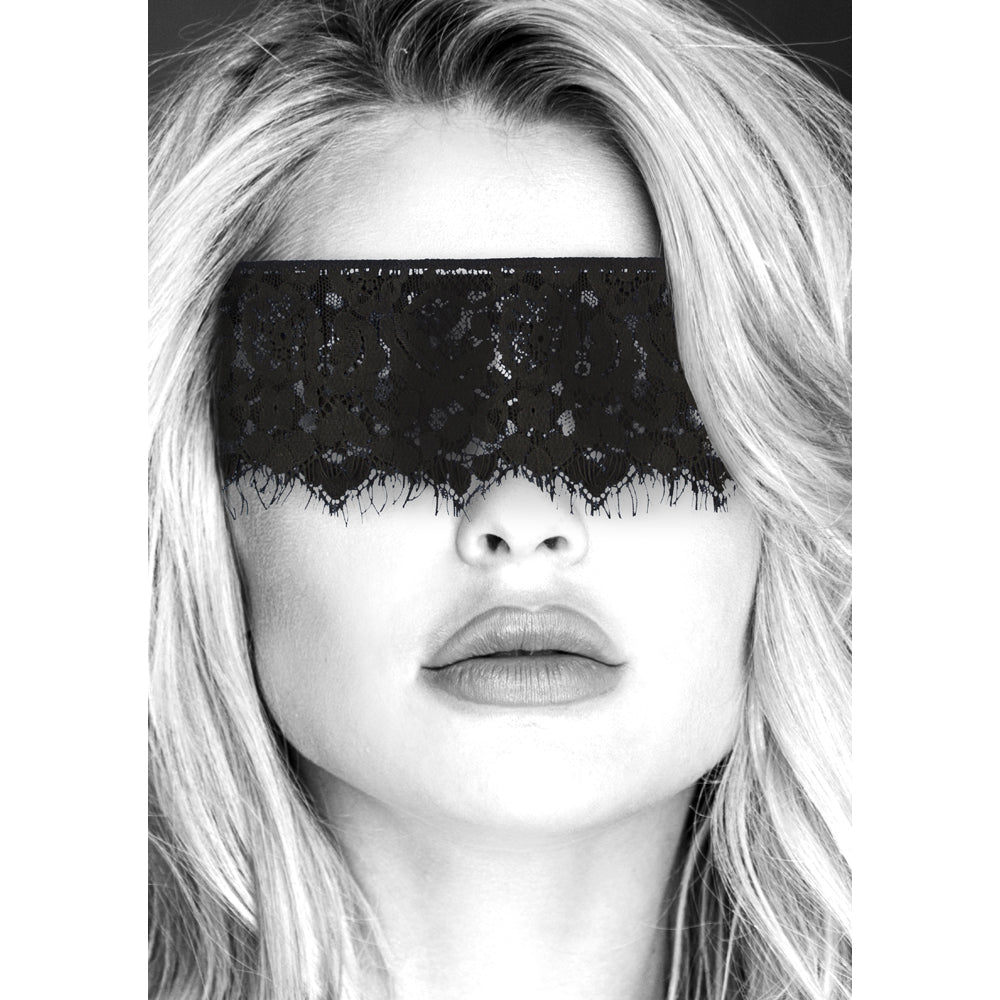 Ouch! Black & White Lace Eye Mask with Elastic Straps