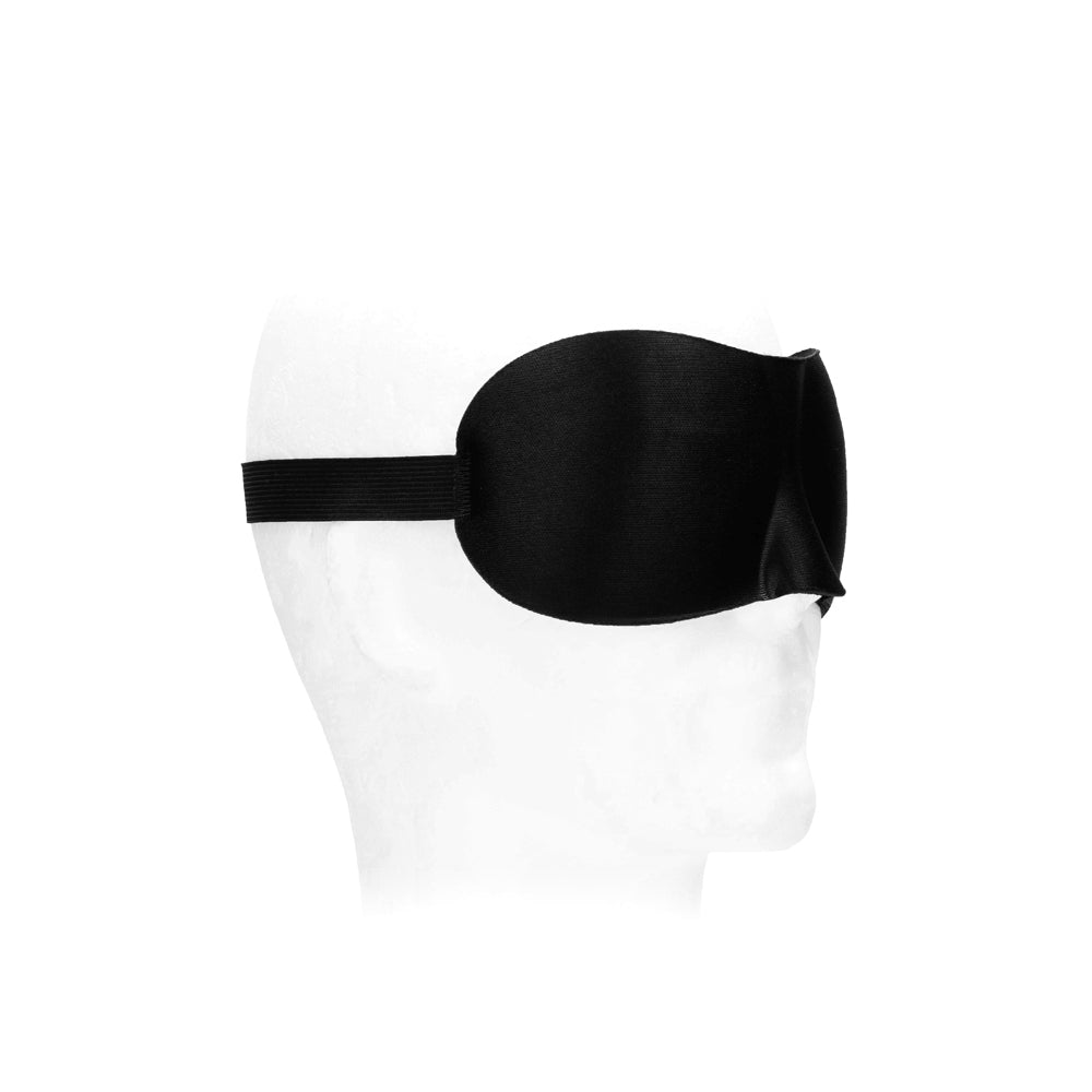 Ouch! Black & White Satin Curvy Eye Mask – Adjustable Blindfold