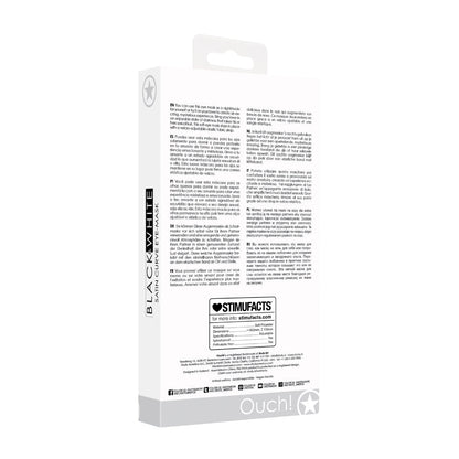 Ouch! Black & White Satin Curvy Eye Mask – Adjustable Blindfold