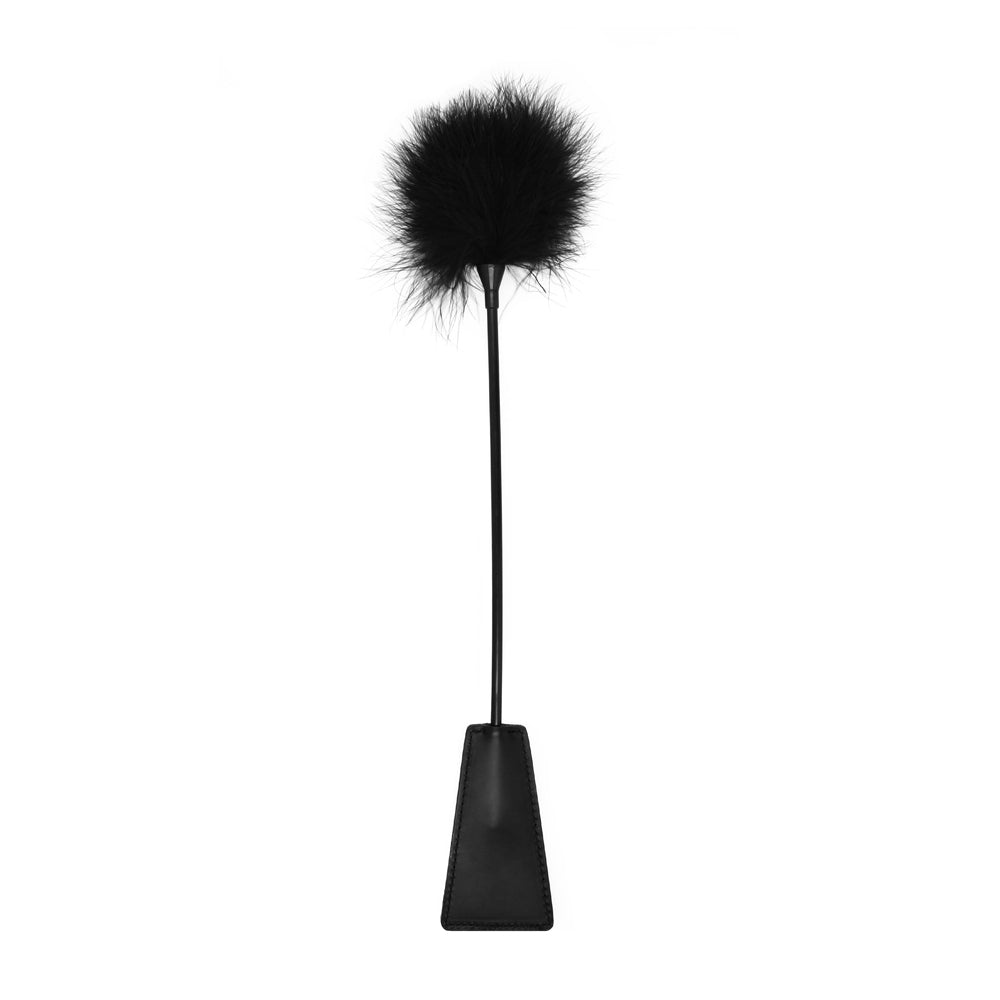 Ouch! Black & White Dual-Ended Feathered Crop – Black