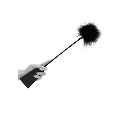Ouch! Black & White Dual-Ended Feathered Crop – Black