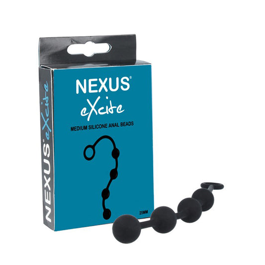 Nexus EXCITE Medium Anal Beads - Black Silicone