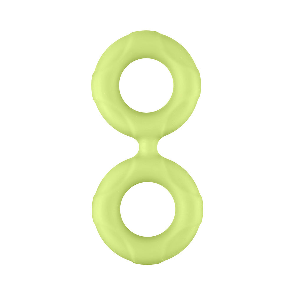 Forto F-81 Cock & Ball Double Ring - Small - Glow in Green