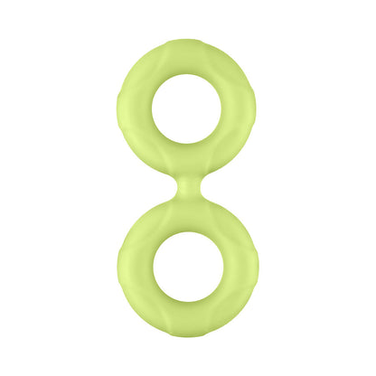 Forto F-81 Cock & Ball Double Ring - Small - Glow in Green