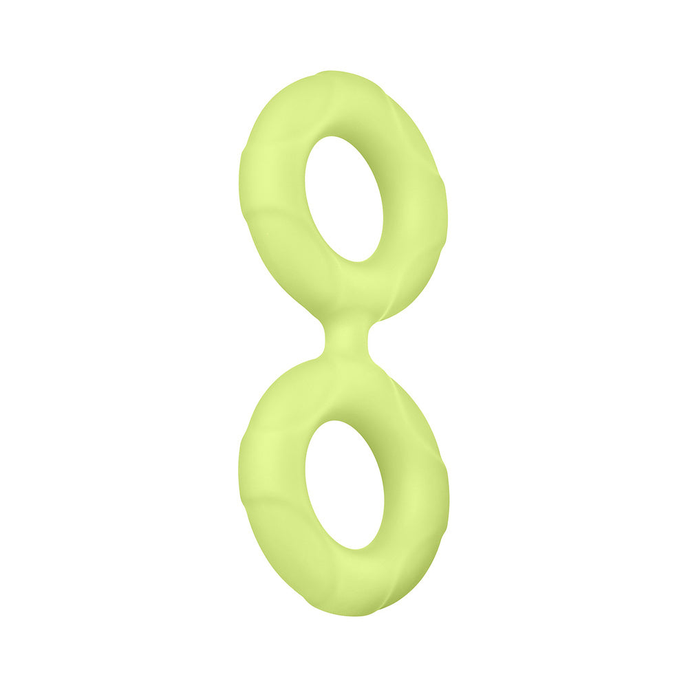 Forto F-81 Cock & Ball Double Ring - Small - Glow in Green