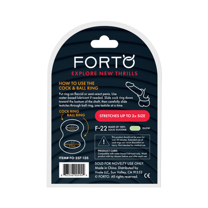 Forto F-22 Liquid Silicone Cock & Ball D-Ring - Small - Green