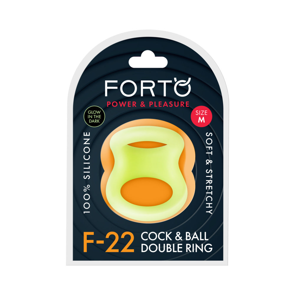 Forto F-22 Liquid Silicone Cock & Ball D-Ring – Green – Medium