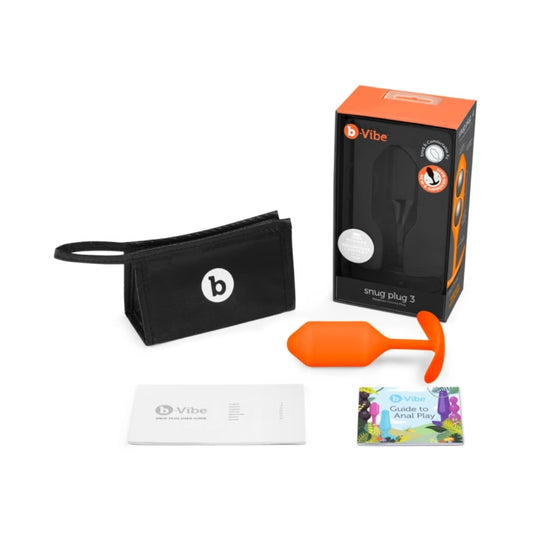 b-Vibe Snug Plug 3 Weighted Silicone Anal Plug - Orange