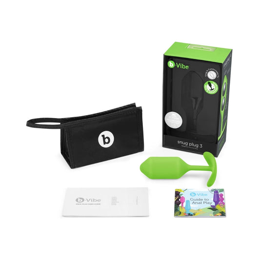 b-Vibe Snug Plug 3 Weighted Silicone Anal Plug – Lime Green