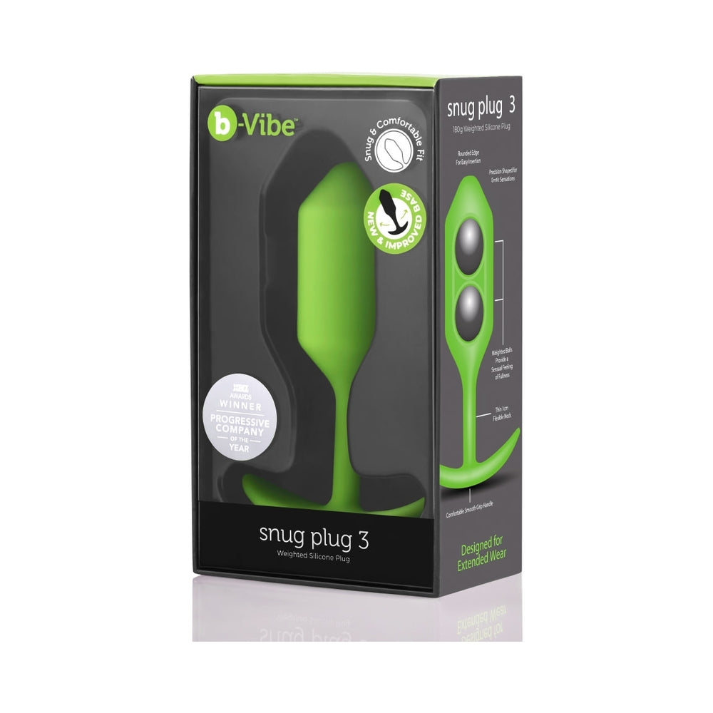 b-Vibe Snug Plug 3 Weighted Silicone Anal Plug – Lime Green