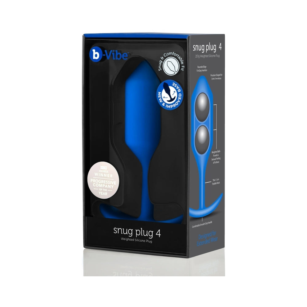 b-Vibe Snug Plug 4 Weighted Silicone Anal Plug - Navy