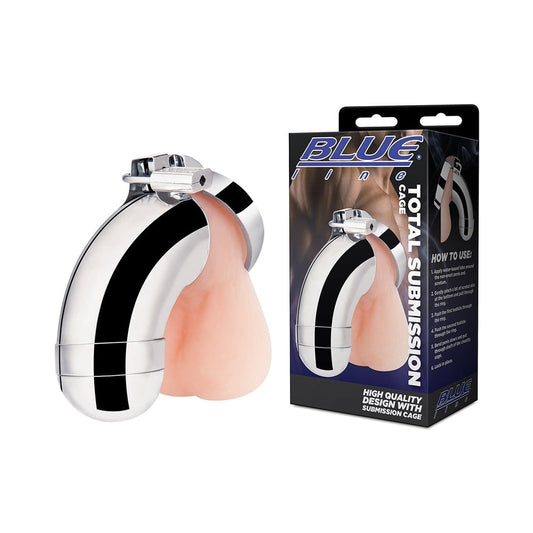 Blue Line Total Submission Cock Cage – Stainless Steel Silver