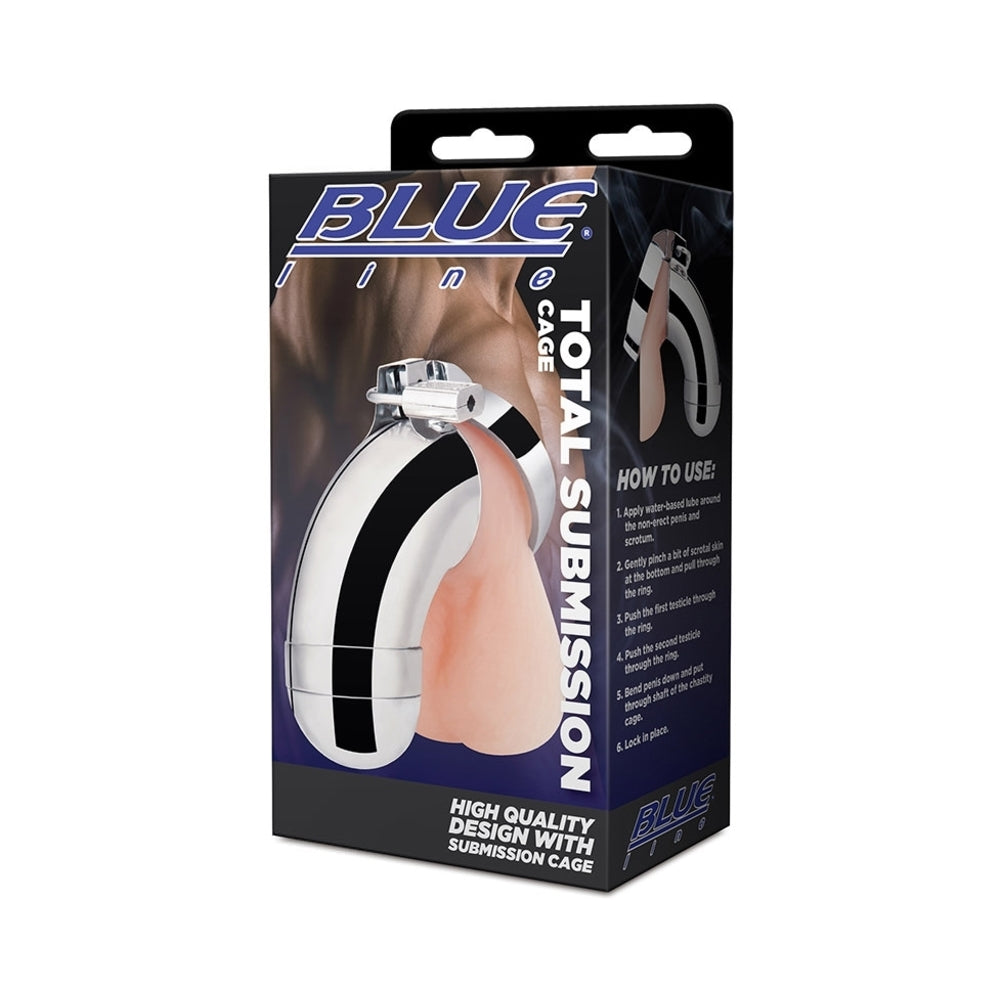 Blue Line Total Submission Cock Cage – Stainless Steel Silver