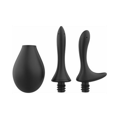 Nexus Anal Douche Set Silicone Black – Intimate Cleansing Kit with Two Tips