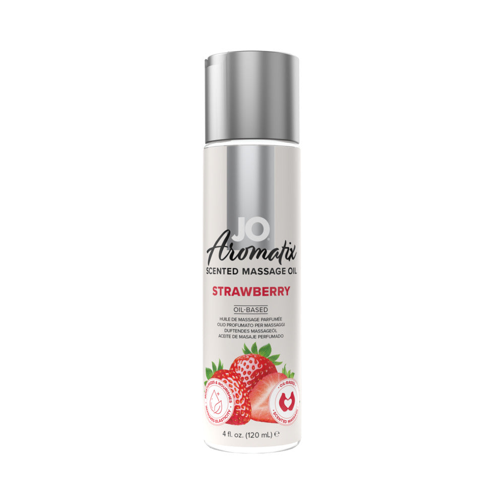 JO Aromatix Strawberry Scented Massage Oil 4 oz – Skin Nourishing, Vegan Friendly
