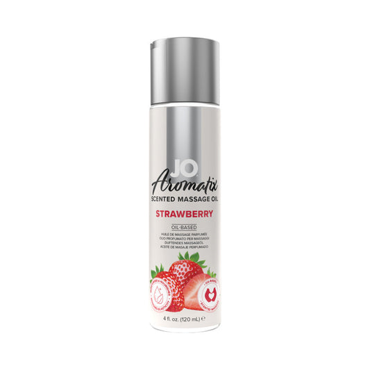 JO Aromatix Strawberry Scented Massage Oil 4 oz – Skin Nourishing, Vegan Friendly