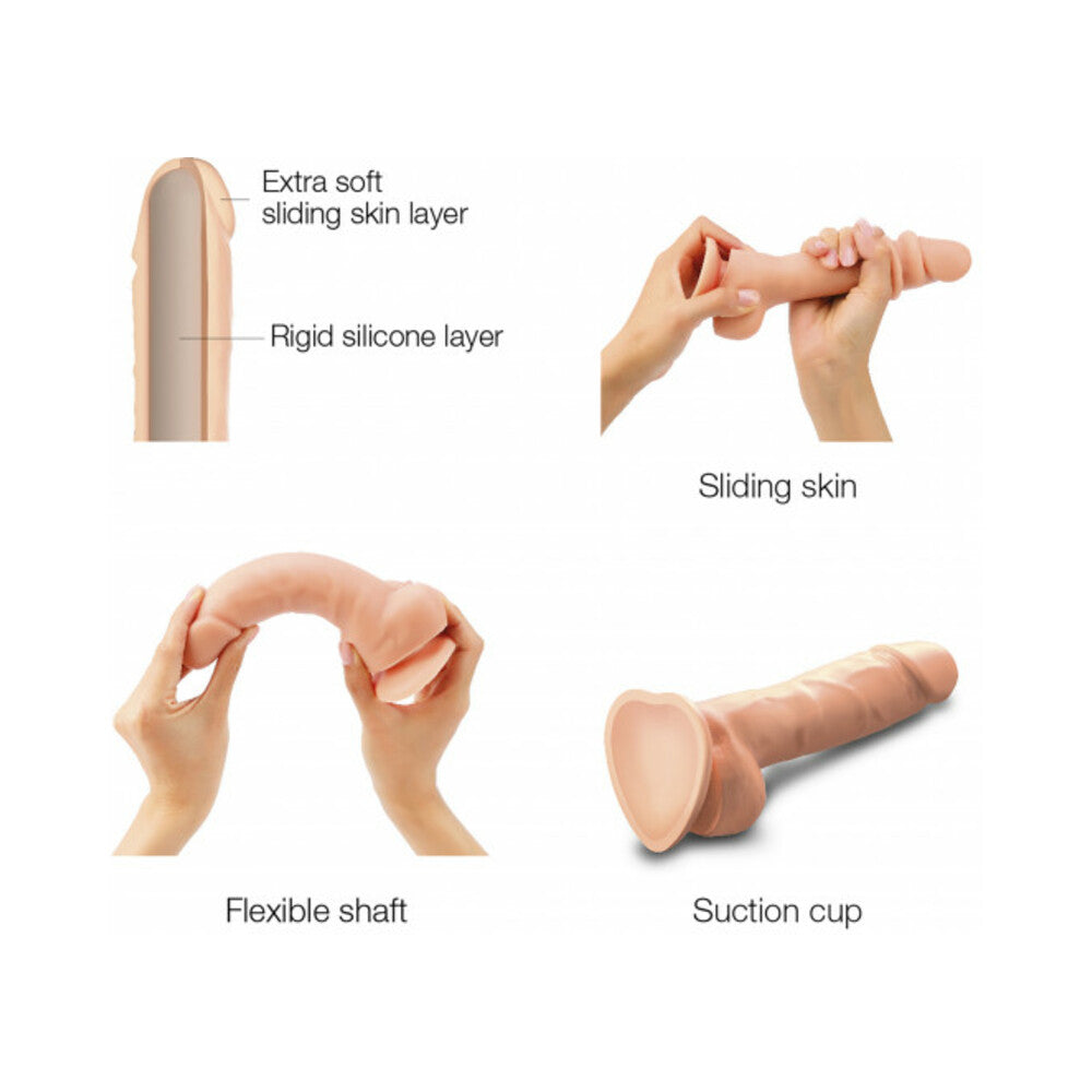 Strap-On-Me Realistic Collection Sliding Skin Dual-Density Silicone Dildo – Vanilla