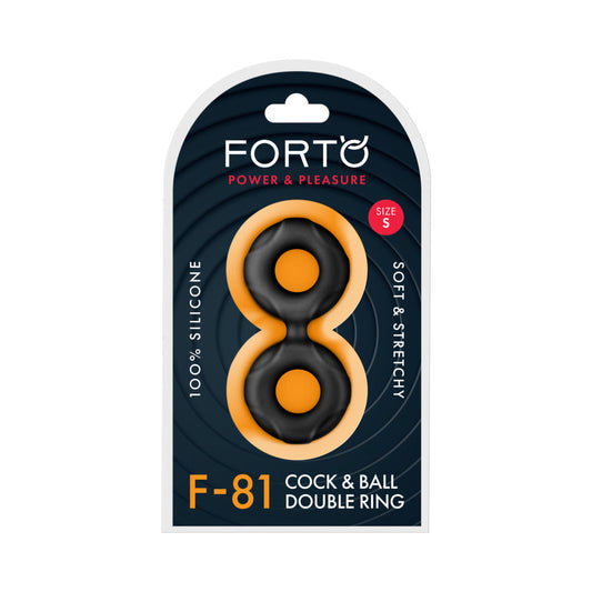 Forto F-81 Liquid Silicone Cock & Ball Double Ring – Small – Black