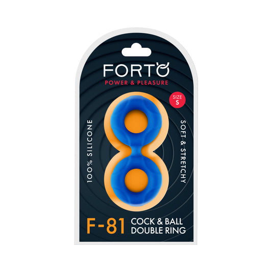 Forto F-81 Liquid Silicone Cock & Ball Double Ring – Small Blue