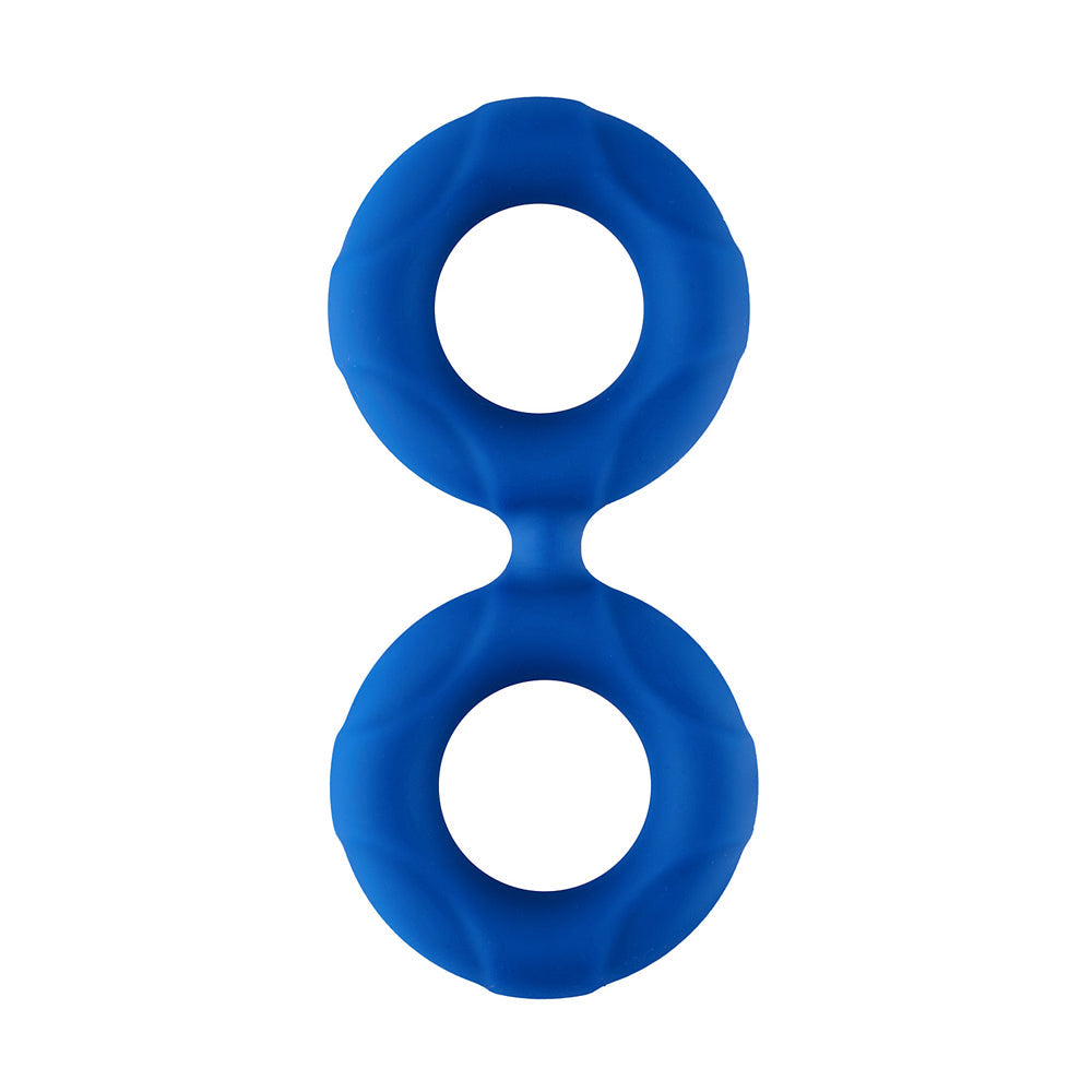 Forto F-81 Liquid Silicone Cock & Ball Double Ring – Small Blue