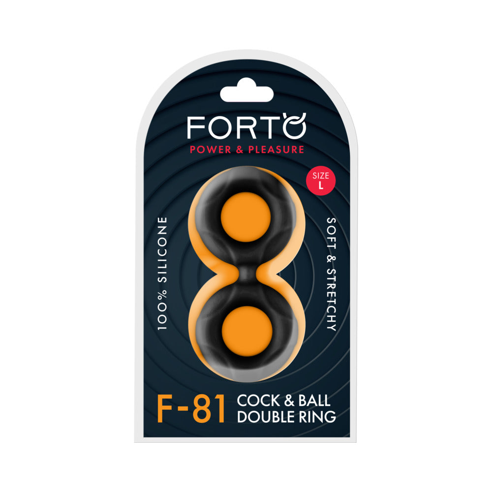 Forto F-81 Liquid Silicone Cock & Ball Double Ring – Large Black