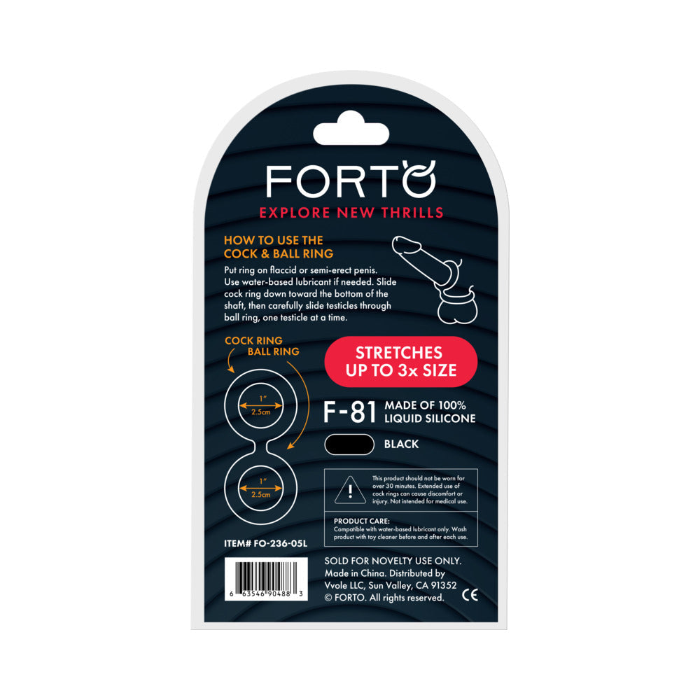Forto F-81 Liquid Silicone Cock & Ball Double Ring – Large Black
