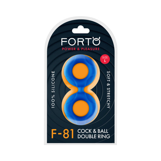 Forto F-81 Liquid Silicone Cock & Ball Double Ring - Large - Blue