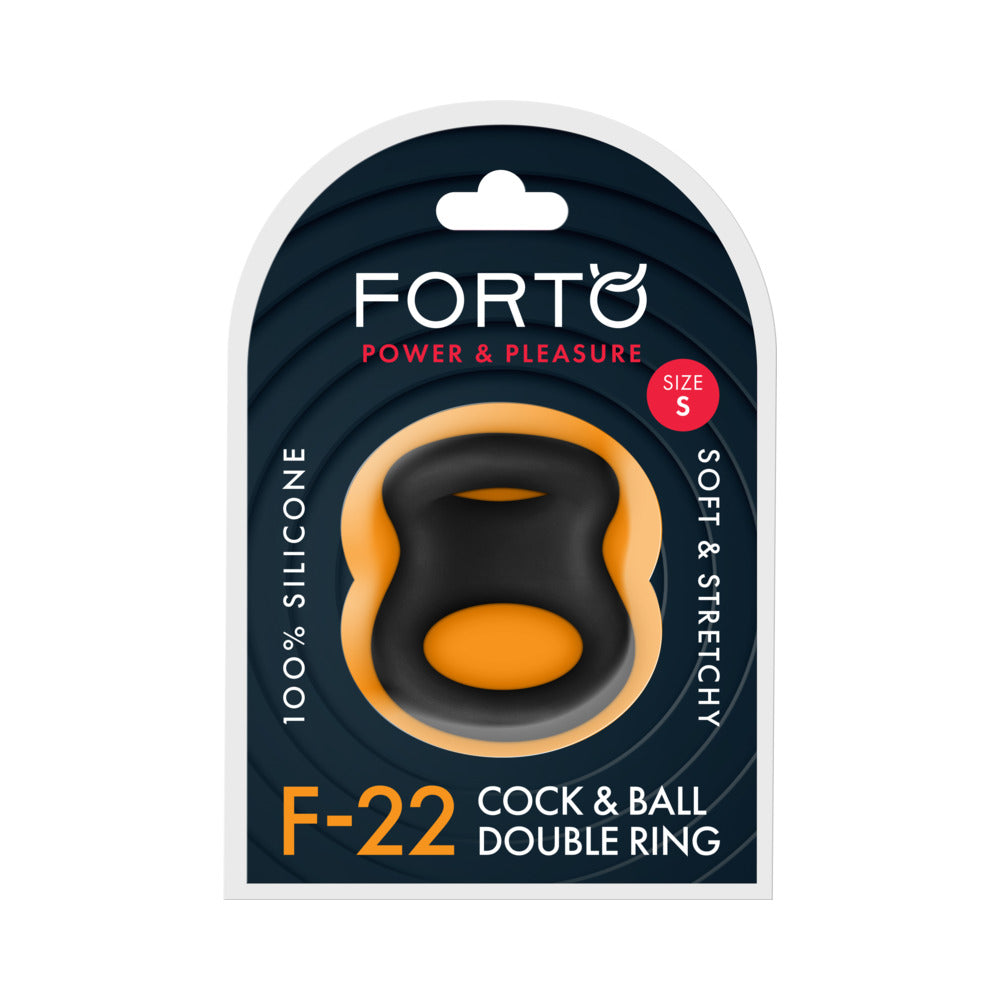 Forto F-22 Liquid Silicone Cock & Ball D-Ring – Small – Black